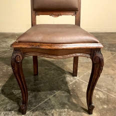 Set of 6 Antique Country French Louis XVI Dining Chairs with Leather
