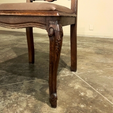 Set of 6 Antique Country French Louis XVI Dining Chairs with Leather