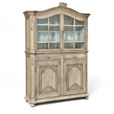 18th Century Rustic Belgian Regence Stripped Oak Bookcase Cabinet