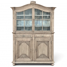 18th Century Rustic Belgian Regence Stripped Oak Bookcase Cabinet