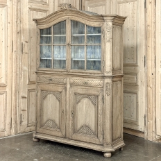 18th Century Rustic Belgian Regence Stripped Oak Bookcase Cabinet