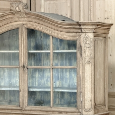 18th Century Rustic Belgian Regence Stripped Oak Bookcase Cabinet