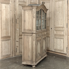 18th Century Rustic Belgian Regence Stripped Oak Bookcase Cabinet