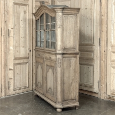 18th Century Rustic Belgian Regence Stripped Oak Bookcase Cabinet