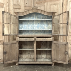 18th Century Rustic Belgian Regence Stripped Oak Bookcase Cabinet