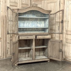 18th Century Rustic Belgian Regence Stripped Oak Bookcase Cabinet