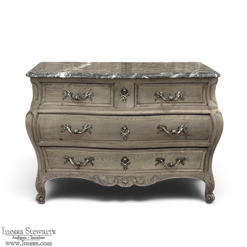 Antique Italian Mahogany Bombe Marble Top Commode