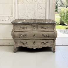 Antique Italian Mahogany Bombe Marble Top Commode