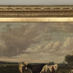 Antique Oil Painting on Canvas by Henri Dupont (1890-1961) 'Grazing Cattle'