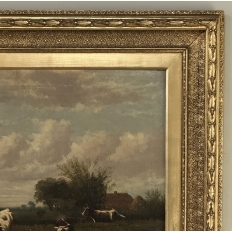 Antique Oil Painting on Canvas by Henri Dupont (1890-1961) 'Grazing Cattle'