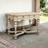 Dutch Stripped Sycamore Writing Table with 2 Drawers and Turned Legs