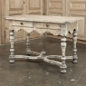 Dutch Stripped Sycamore Writing Table with 2 Drawers and Turned Legs