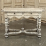 Dutch Stripped Sycamore Writing Table with 2 Drawers and Turned Legs