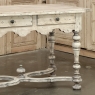 Dutch Stripped Sycamore Writing Table with 2 Drawers and Turned Legs