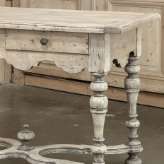 Dutch Stripped Sycamore Writing Table with 2 Drawers and Turned Legs