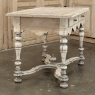 Dutch Stripped Sycamore Writing Table with 2 Drawers and Turned Legs