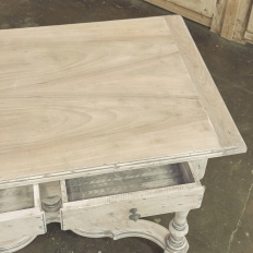 Dutch Stripped Sycamore Writing Table with 2 Drawers and Turned Legs