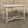 Dutch Stripped Sycamore Writing Table with 2 Drawers and Turned Legs