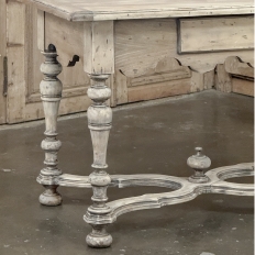 Dutch Stripped Sycamore Writing Table with 2 Drawers and Turned Legs
