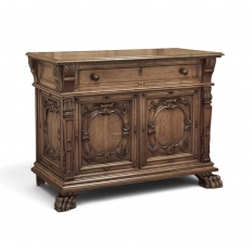Antique French Louis XIV Renaissance Revival White Oak Buffet