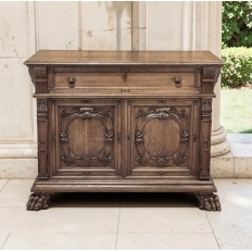 Antique French Louis XIV Renaissance Revival White Oak Buffet
