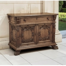 Antique French Louis XIV Renaissance Revival White Oak Buffet