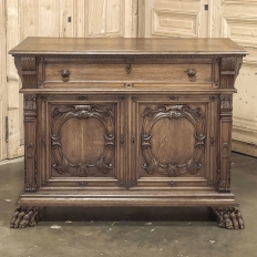 Antique French Louis XIV Renaissance Revival White Oak Buffet