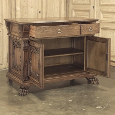 Antique French Louis XIV Renaissance Revival White Oak Buffet