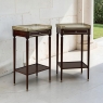 Pair of Antique French Louis XVI Mahogany End Tables with Carrara Marble Tops