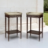 Pair of Antique French Louis XVI Mahogany End Tables with Carrara Marble Tops