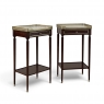 Pair of Antique French Louis XVI Mahogany End Tables with Carrara Marble Tops