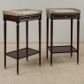 Pair of Antique French Louis XVI Mahogany End Tables with Carrara Marble Tops