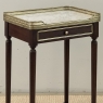 Pair of Antique French Louis XVI Mahogany End Tables with Carrara Marble Tops