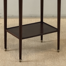 Pair of Antique French Louis XVI Mahogany End Tables with Carrara Marble Tops