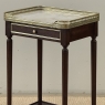 Pair of Antique French Louis XVI Mahogany End Tables with Carrara Marble Tops