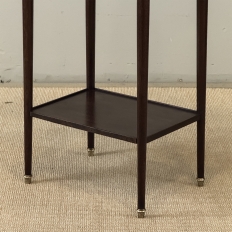 Pair of Antique French Louis XVI Mahogany End Tables with Carrara Marble Tops