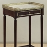 Pair of Antique French Louis XVI Mahogany End Tables with Carrara Marble Tops