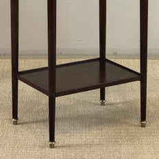 Pair of Antique French Louis XVI Mahogany End Tables with Carrara Marble Tops