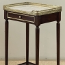 Pair of Antique French Louis XVI Mahogany End Tables with Carrara Marble Tops