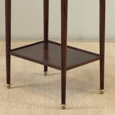 Pair of Antique French Louis XVI Mahogany End Tables with Carrara Marble Tops