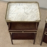 Pair of Antique French Louis XVI Mahogany End Tables with Carrara Marble Tops
