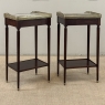 Pair of Antique French Louis XVI Mahogany End Tables with Carrara Marble Tops