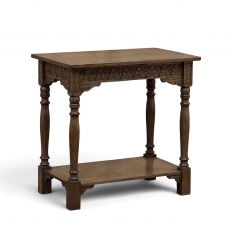 19th Century Rustic Hand Carved Oak Renaissance Revival Side Table