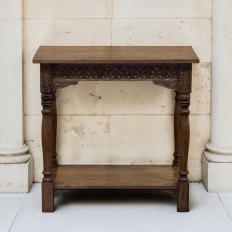 19th Century Rustic Hand Carved Oak Renaissance Revival Side Table