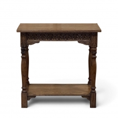 19th Century Rustic Hand Carved Oak Renaissance Revival Side Table