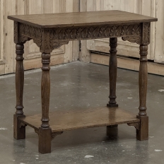 19th Century Rustic Hand Carved Oak Renaissance Revival Side Table