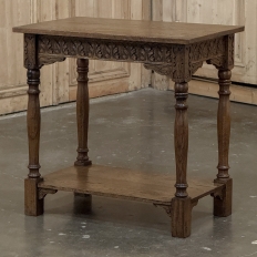 19th Century Rustic Hand Carved Oak Renaissance Revival Side Table