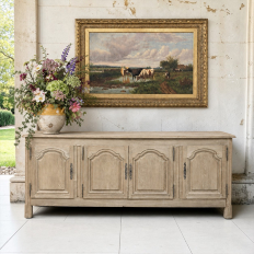 18th Century Country French Louis XIV Buffet in Stripped White Oak