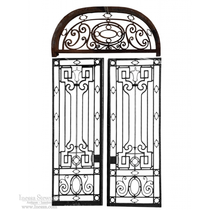 Pair Iron Doorway Gates With Transom