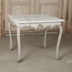 18th Century French Painted and Gilded Carrera Marble Top Table, Circa 1760.